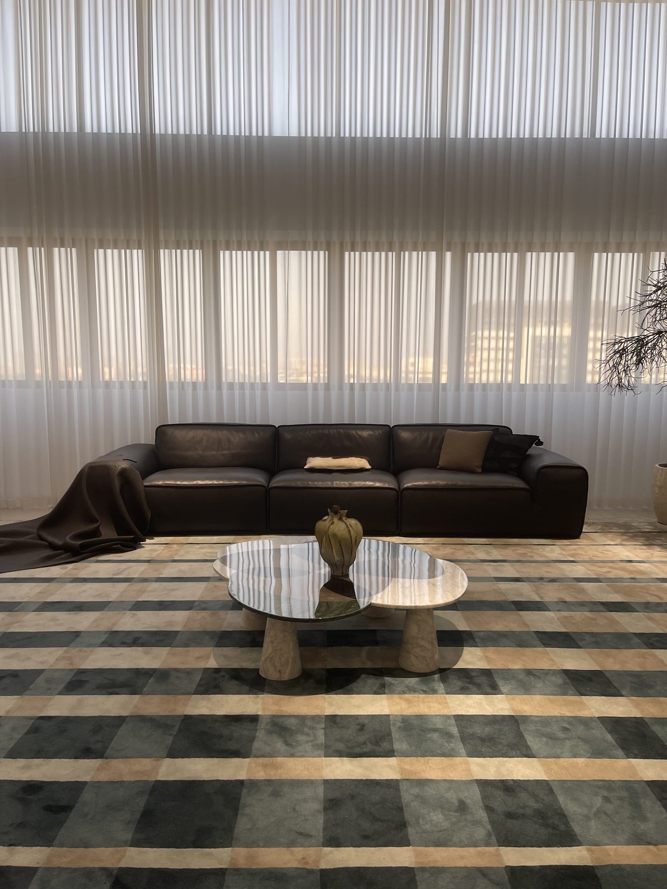 Minimalist sofa in a Lecong furniture showroom