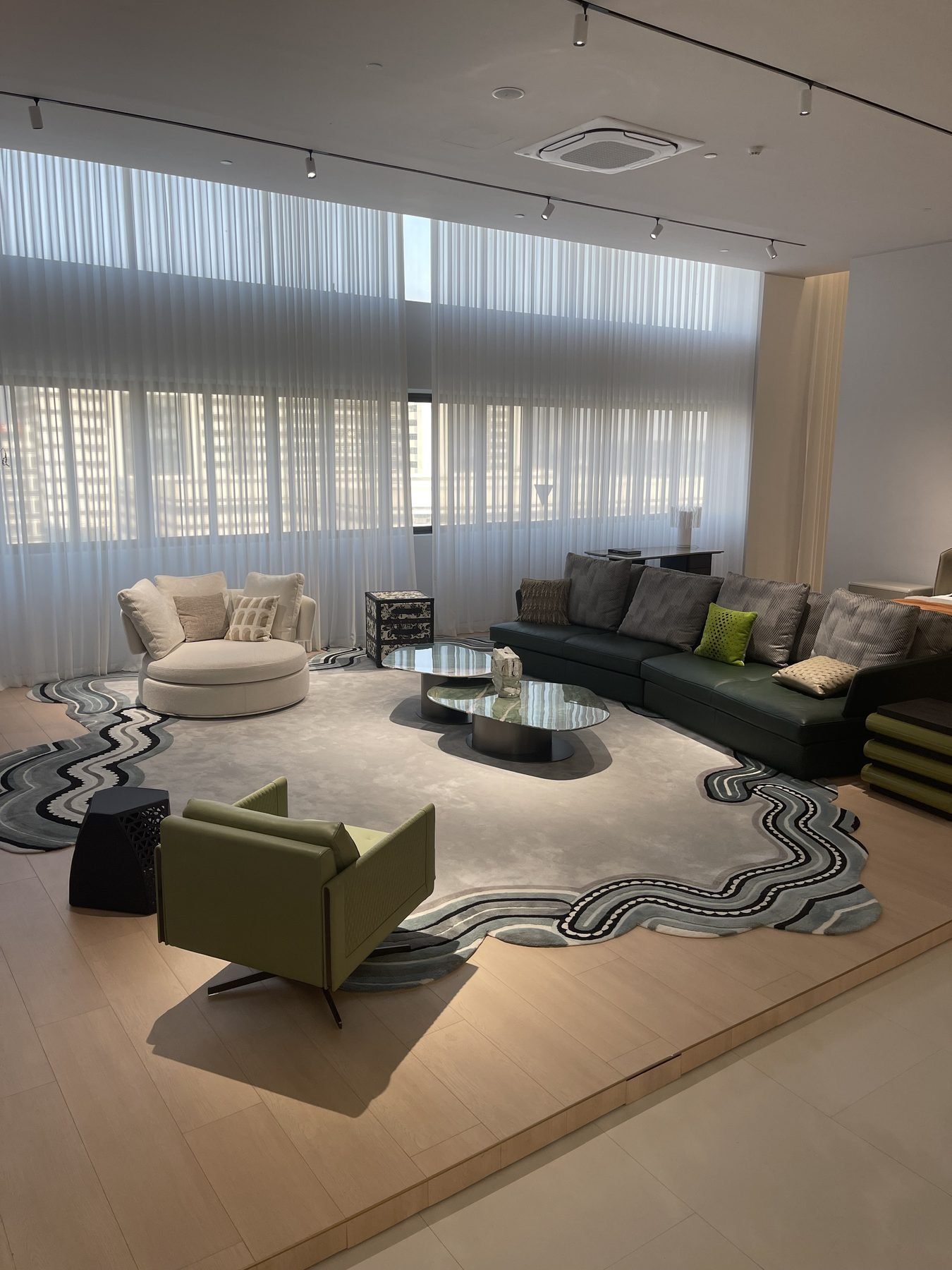Minimalist sofa in a Foshan furniture showroom