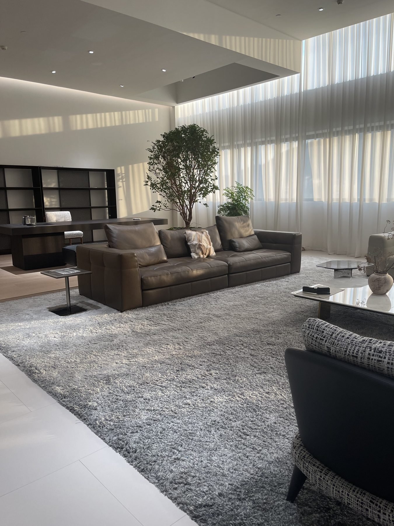 Minimalist sofa in a Foshan furniture showroom