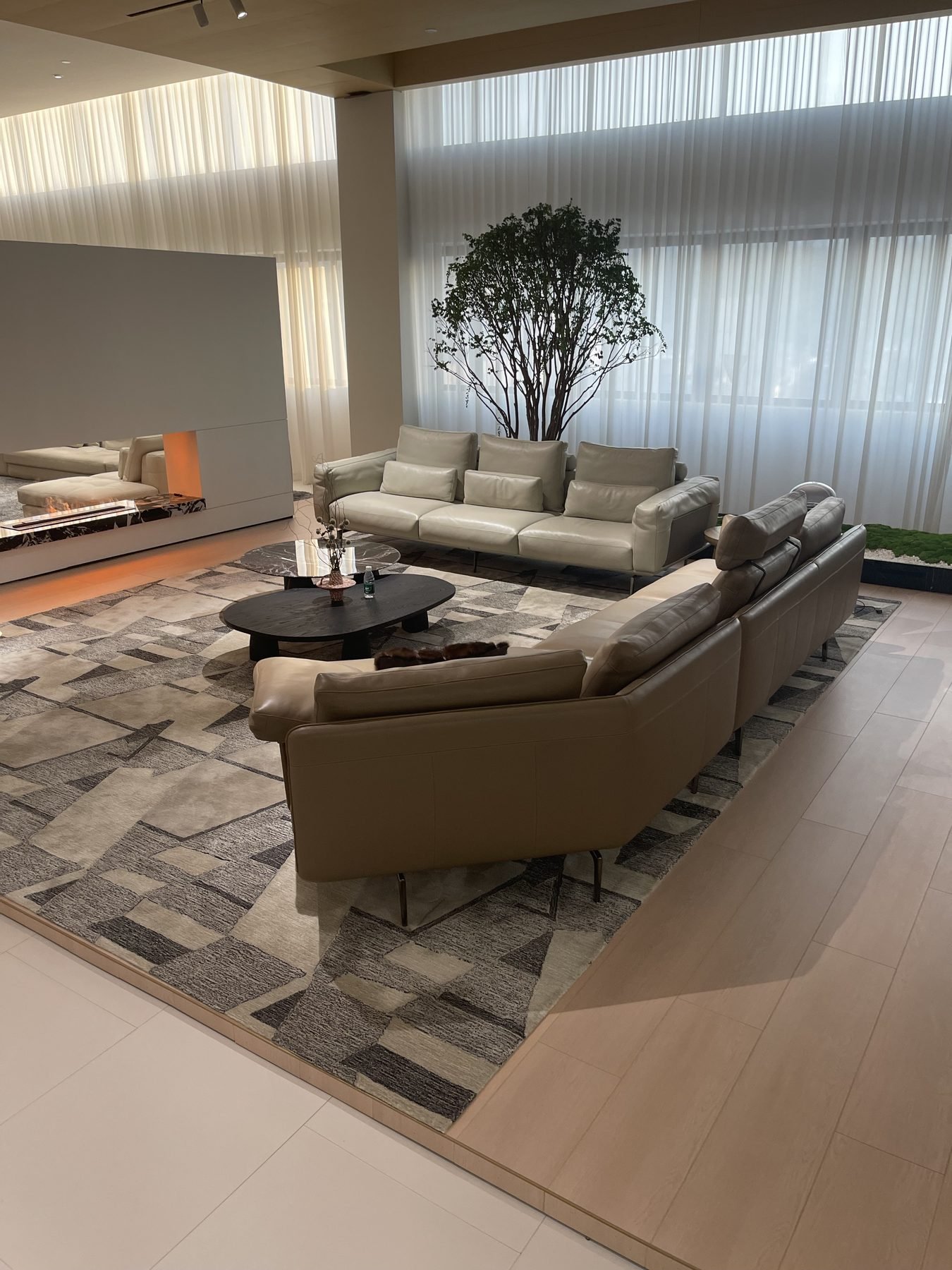 Minimalist sofa in a Foshan furniture showroom